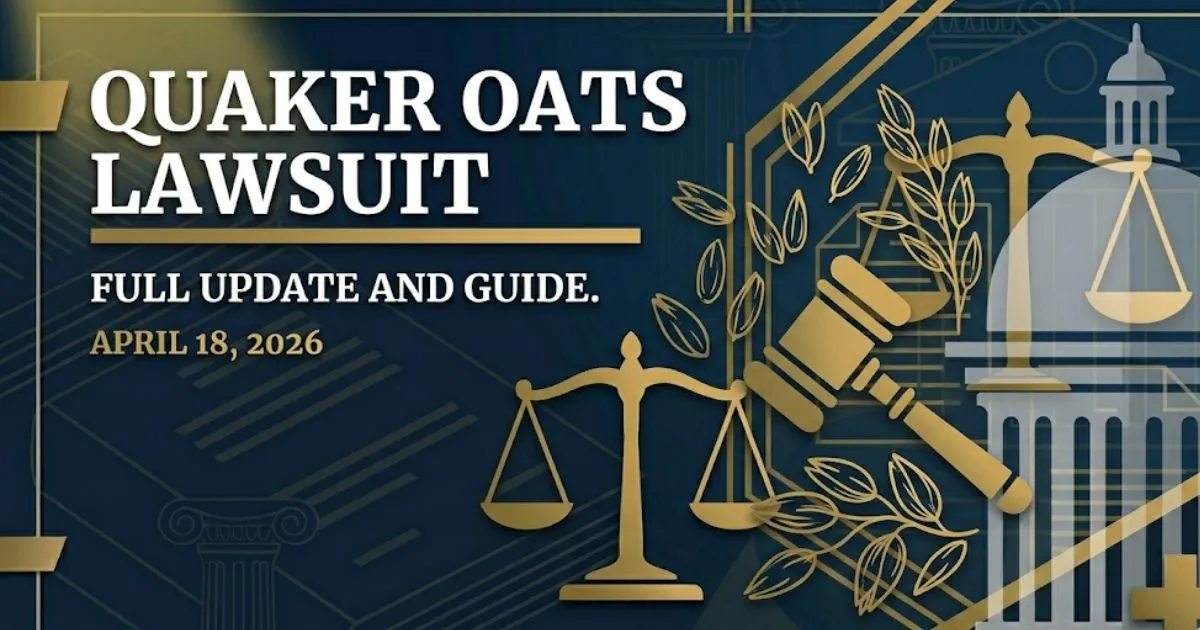 Quaker Oats lawsuit 2026 blog banner with legal symbols and oat grain illustrations