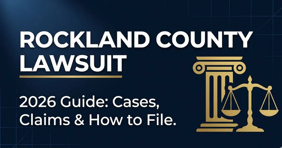 Rockland County lawsuit 2026 guide banner featuring courthouse silhouette and scales of justice on navy background