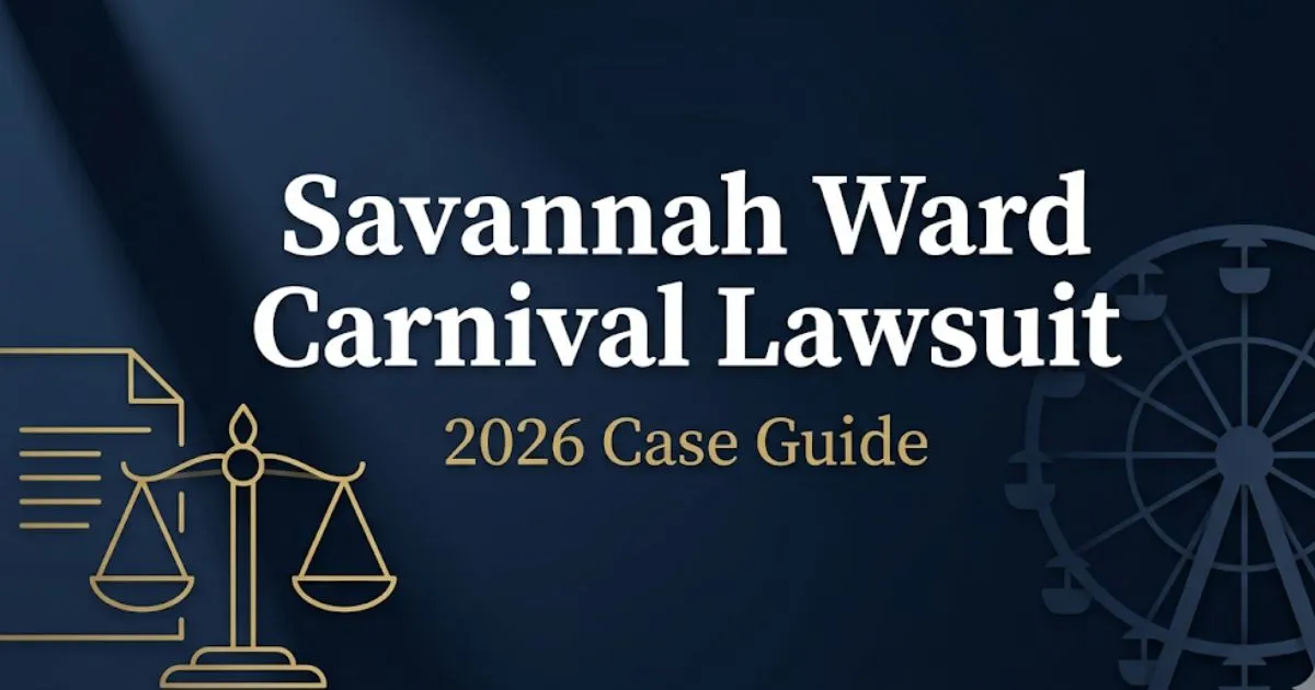 Savannah Ward Carnival Lawsuit 2026 case guide banner with legal icons and carnival silhouette on navy background