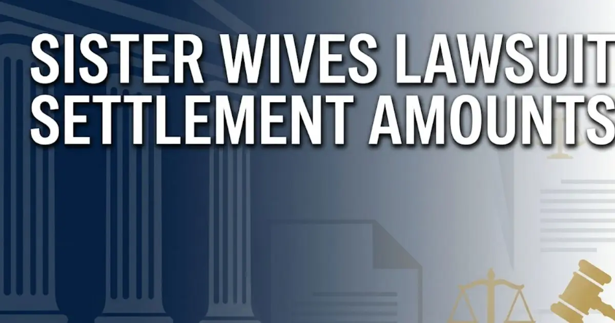Sister Wives lawsuit settlement amounts text over legal themed background with courthouse columns and justice symbols