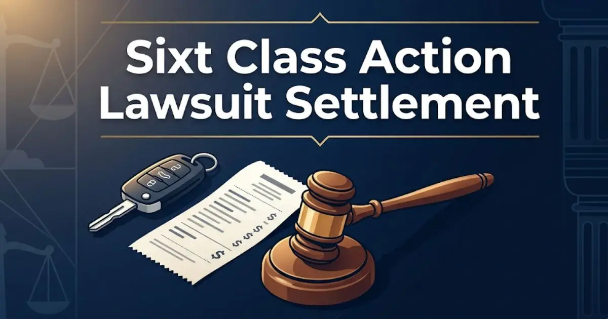 Sixt class action lawsuit settlement 2026 guide banner with legal symbols and rental car imagery