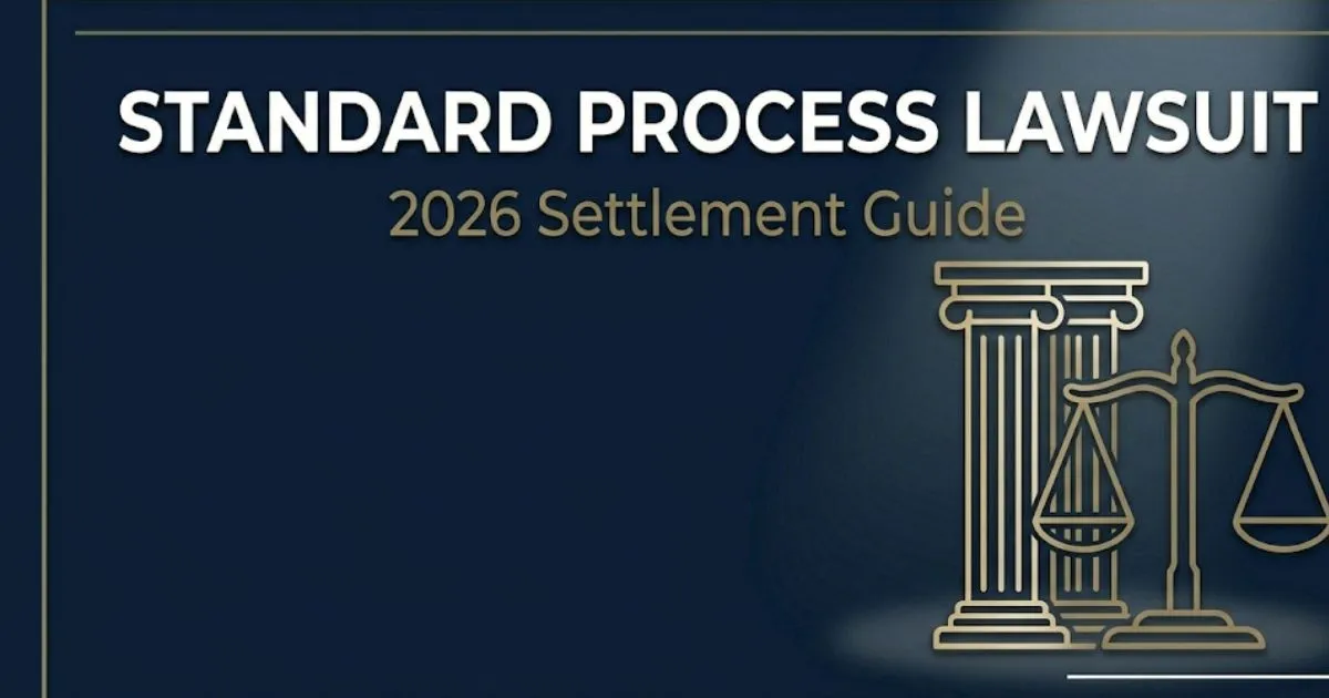 Standard Process lawsuit 2026 settlement guide banner with courthouse scale icon on navy background