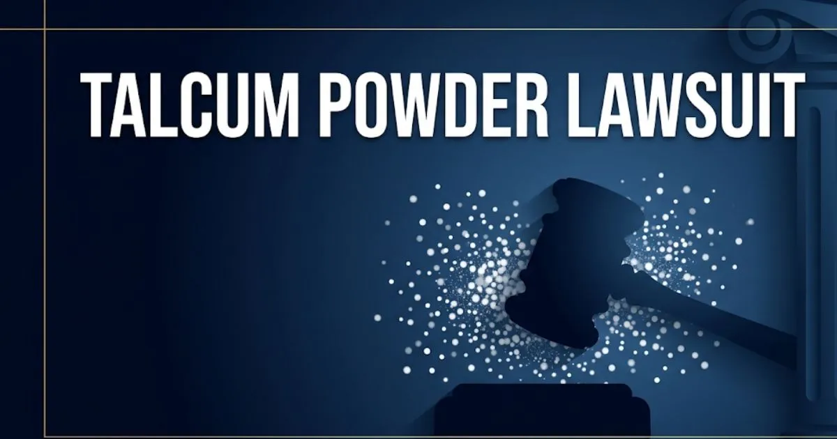 Talcum powder lawsuit 2026 legal guide banner with gavel and courthouse imagery