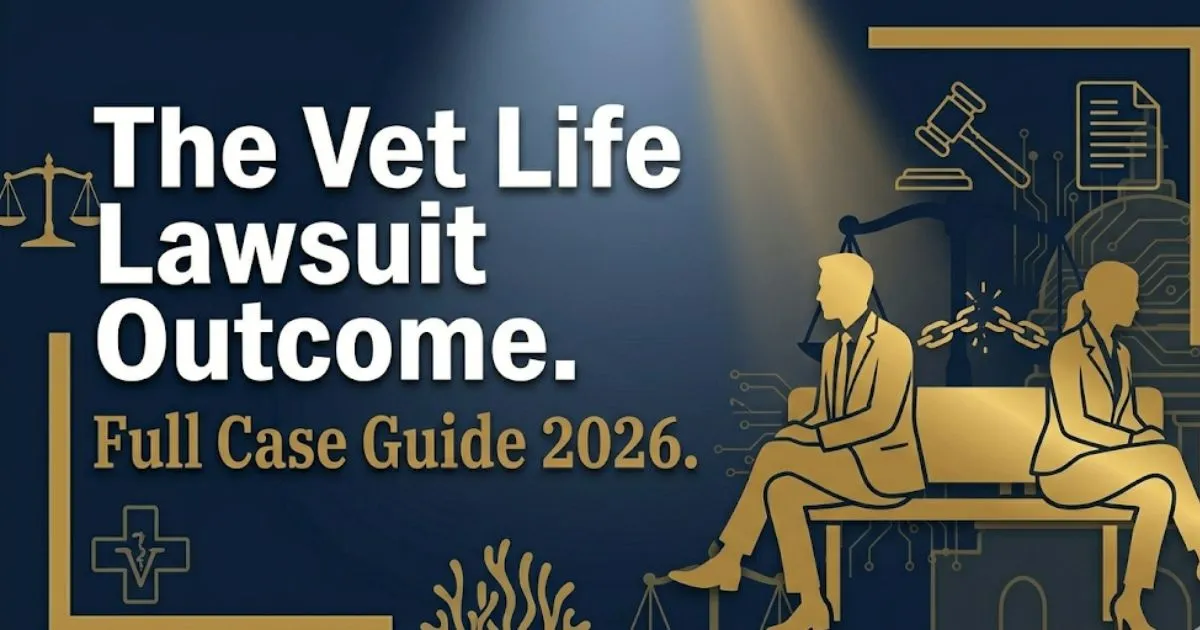 The Vet Life lawsuit outcome 2026 legal case guide banner with courtroom imagery and fractured partnership silhouettes