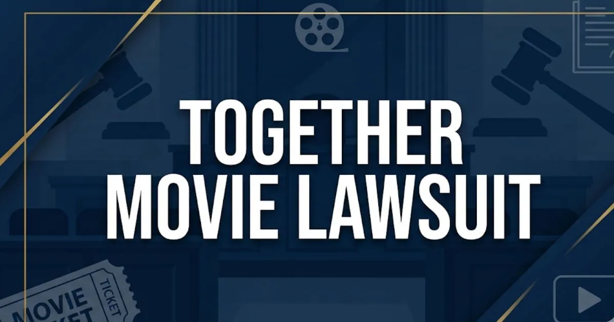 Together Movie Lawsuit 2026 legal guide banner with gavel and film icons