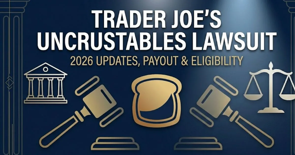 Trader Joes Uncrustables Lawsuit 2026 guide banner with legal symbols and sandwich graphic