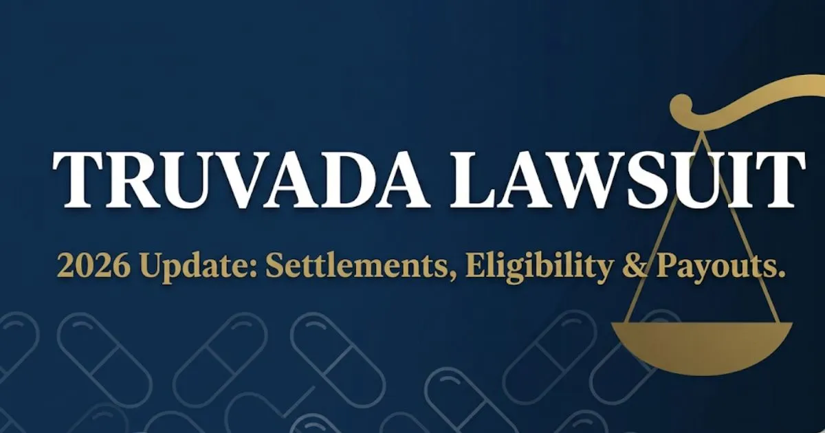 Truvada lawsuit 2026 update hero banner showing settlement amounts, eligibility criteria, and legal case status INPUT MAIN KEYWORD {{truvada lawsuit}} CLUSTER KEYWORDS {{truvada lawsuit upda