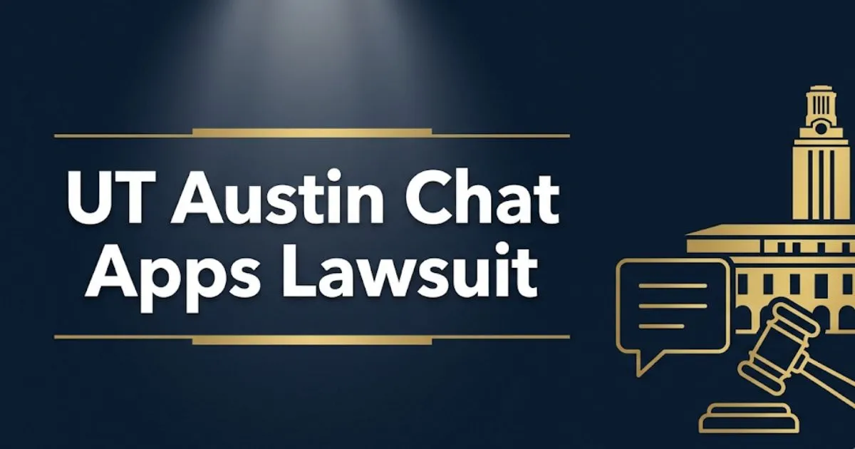 UT Austin chat apps lawsuit 2026 student privacy class action guide banner with legal icons