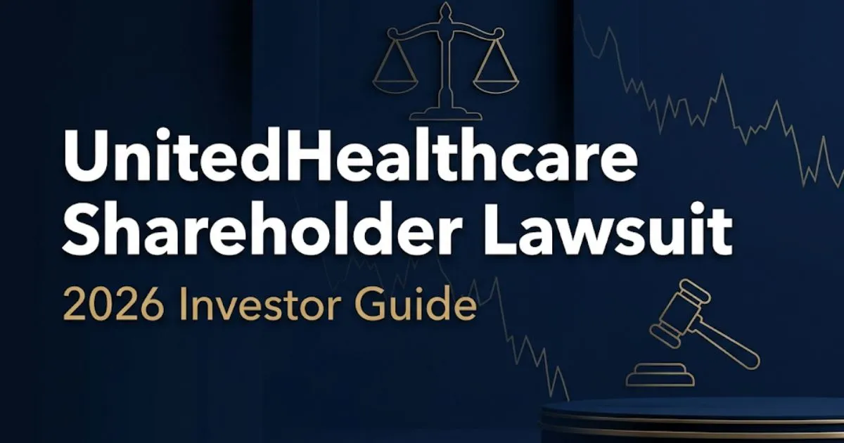 UnitedHealthcare shareholder lawsuit 2026 guide banner with legal symbols, scales of justice, and declining stock chart INPUT MAIN KEYWORD {{unitedhealthcare shareholder lawsuit}} CLUSTER KE