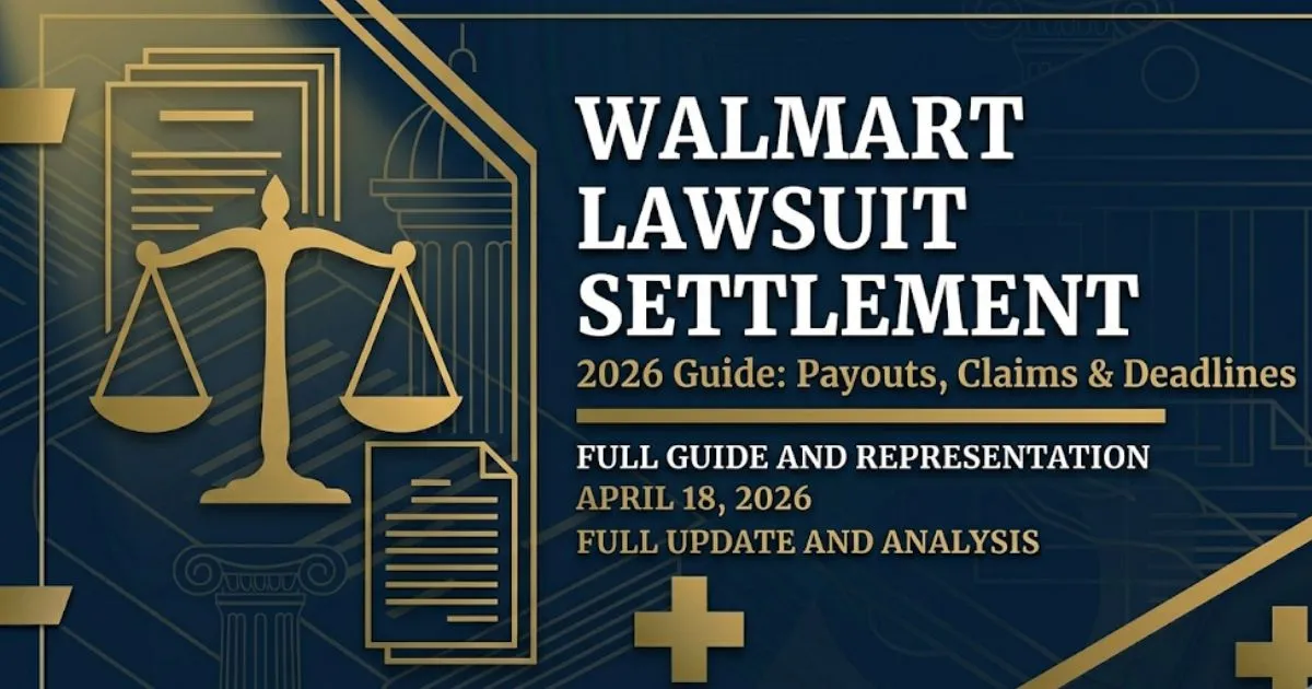 Walmart lawsuit settlement 2026 guide banner with legal scale icon and claim details