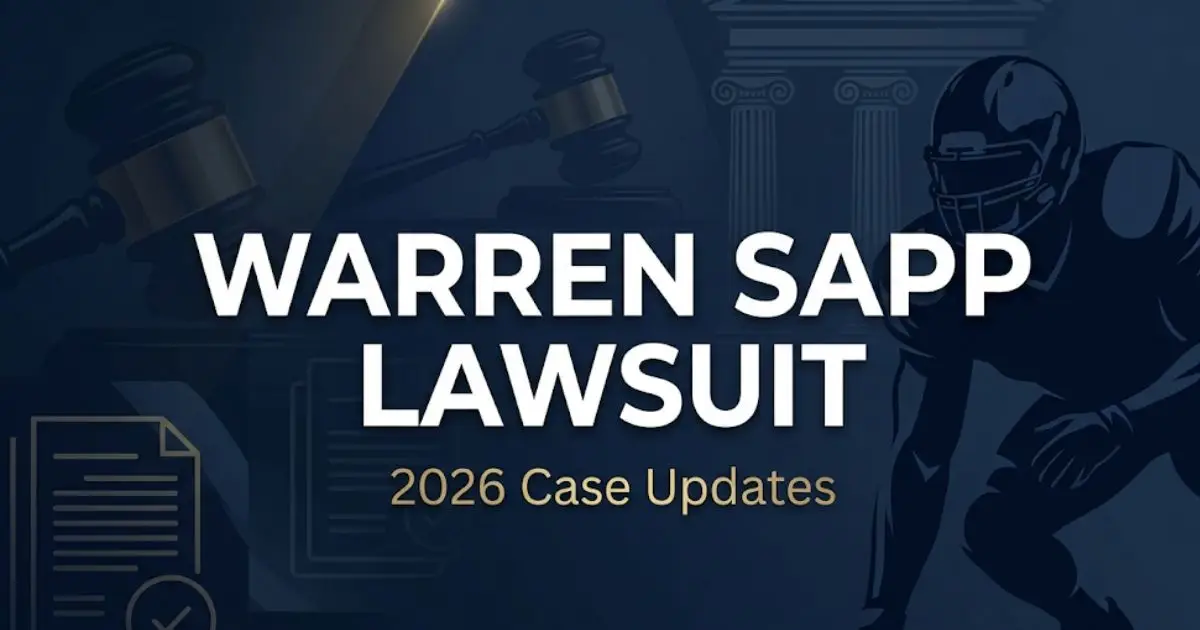 Warren Sapp lawsuit 2026 legal news banner with courthouse imagery and football silhouette