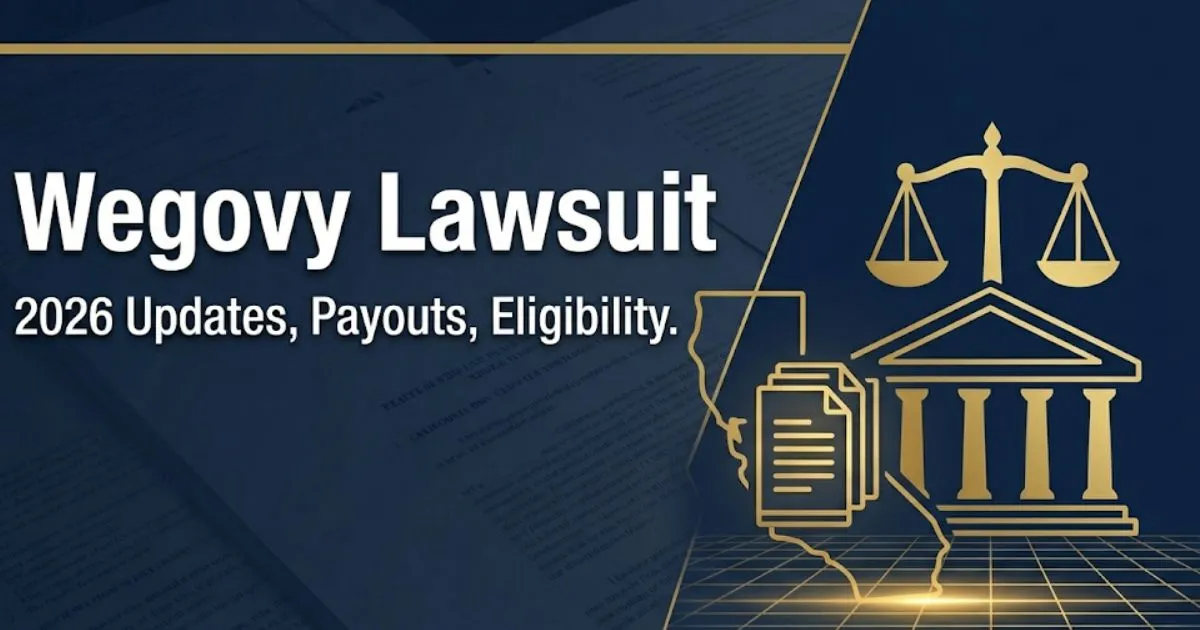 Wegovy lawsuit 2026 legal guide banner with courthouse and scales of justice imagery