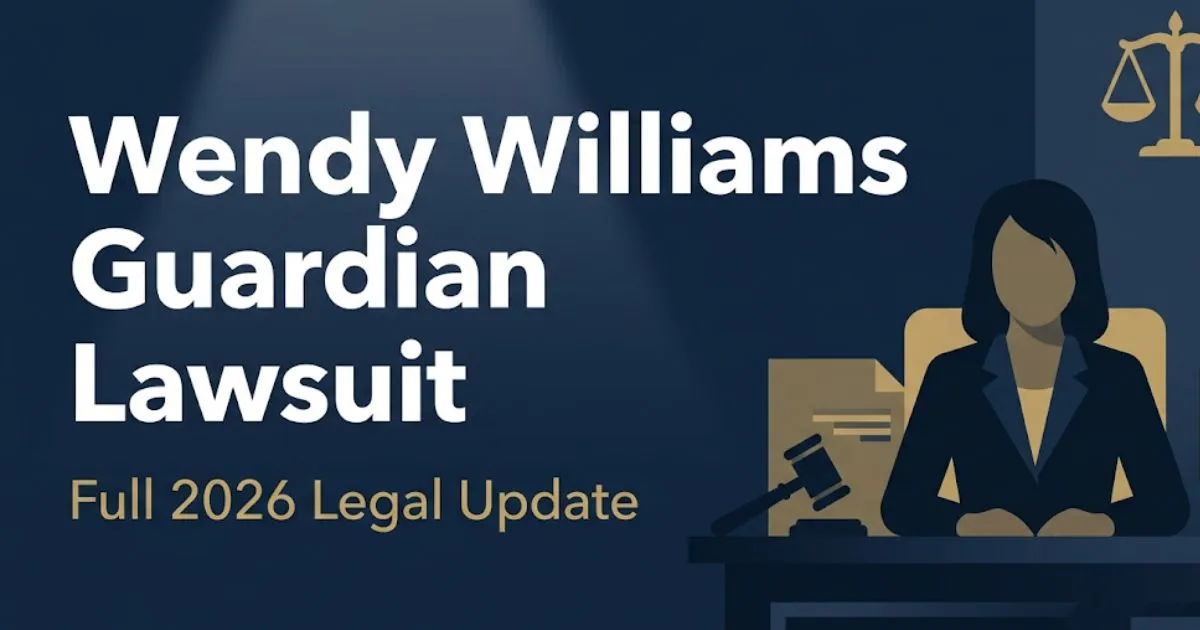 Wendy Williams guardian lawsuit 2026 legal update banner with courtroom silhouette and legal scale icons