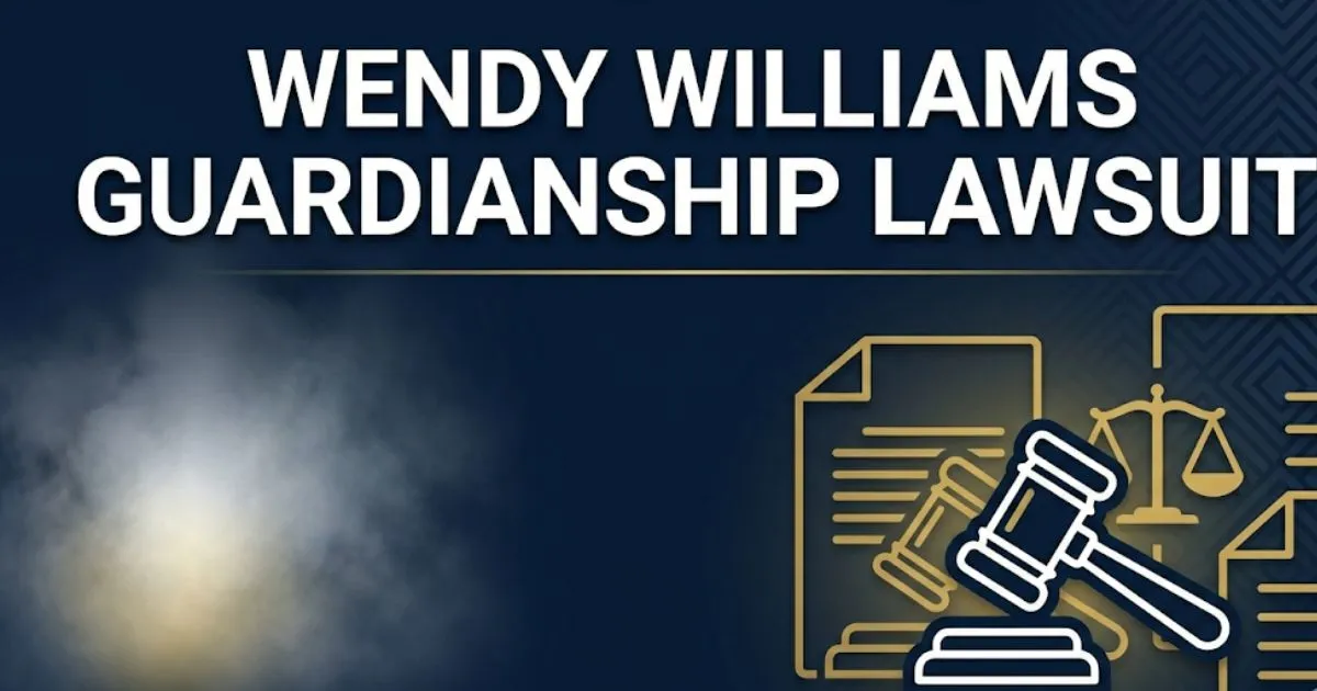 Wendy Williams guardianship lawsuit 2026 legal update banner with gavel and scales of justice icons