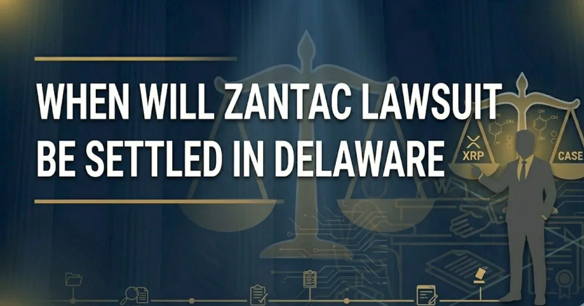 When Will Zantac Lawsuit Be Settled in Delaware legal banner with courthouse silhouette and 2026 timeline graphic