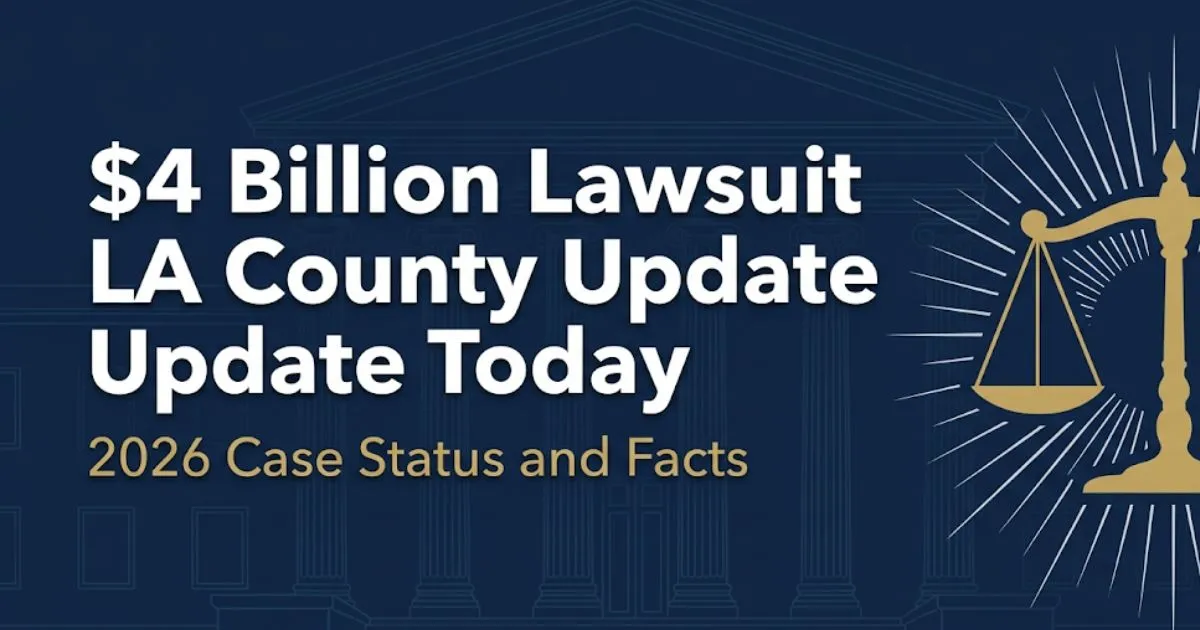 $4 billion lawsuit LA County update today 2026 hero banner with courthouse scale of justice in navy and gold