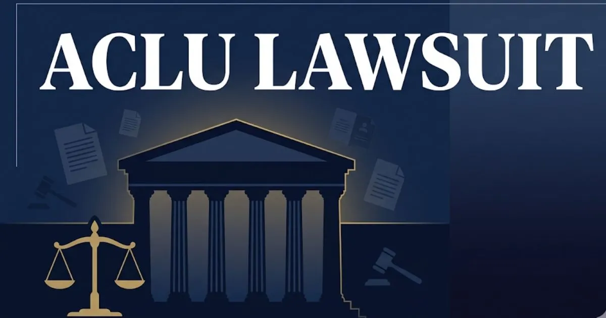 ACLU lawsuit 2026 legal cases blog banner with courthouse and scales of justice