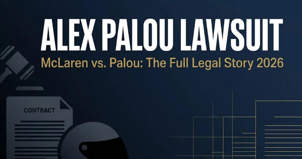 Alex Palou lawsuit hero banner showing legal dispute between Palou and McLaren Racing with 2026 breakdown headline