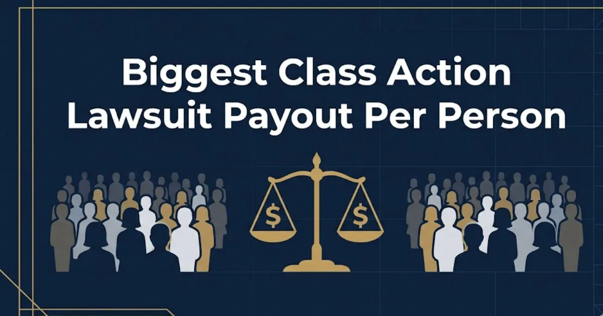 Biggest class action lawsuit payout per person 2026 guide with legal scale and settlement details