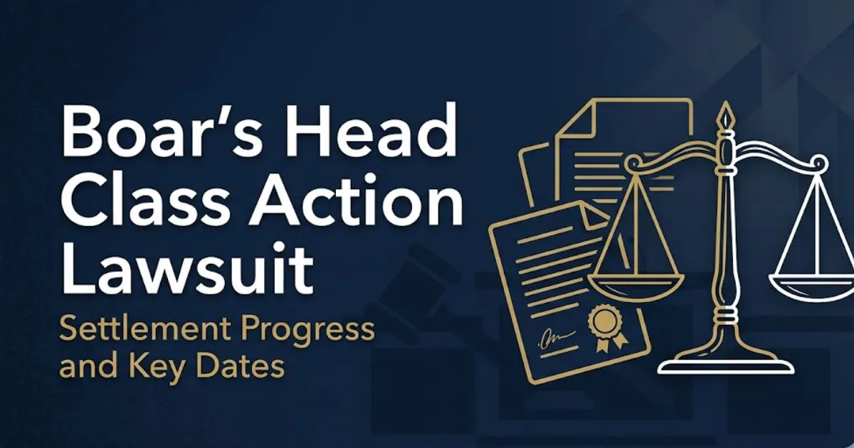 Boar's Head class action lawsuit 2026 legal guide banner with scales of justice and gavel icons