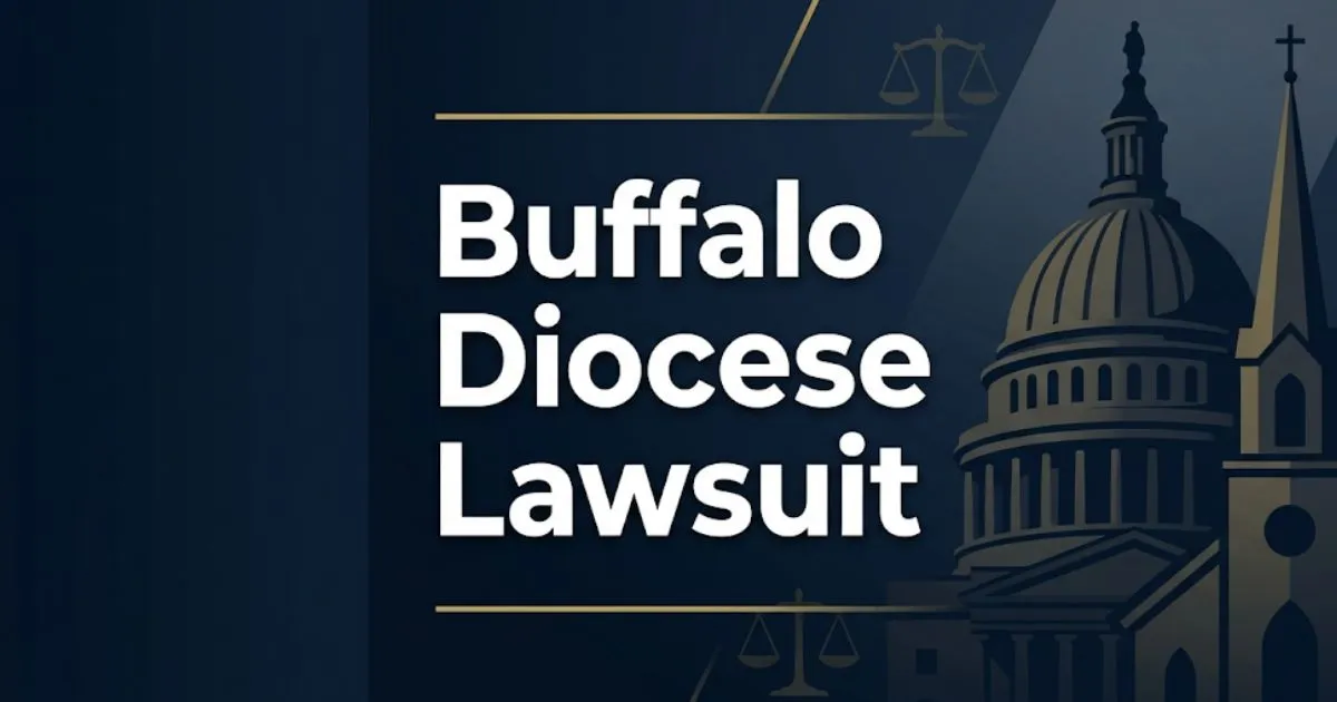 Buffalo Diocese Lawsuit settlement and claims guide 2026 blog banner with courthouse silhouette on navy background