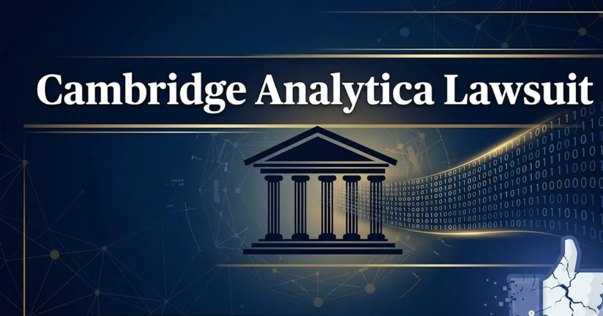 Cambridge analytica lawsuit 2026 settlement guide with legal courthouse and data privacy imagery