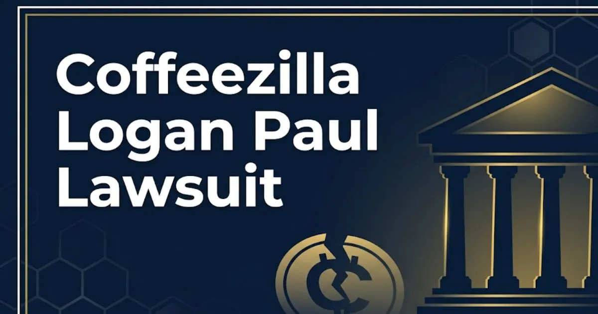Coffeezilla Logan Paul Lawsuit 2026 guide banner with courthouse silhouette and broken crypto coin graphic