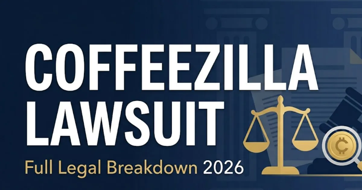 Coffeezilla lawsuit 2026 legal breakdown banner with gavel and crypto investigation symbols on navy background