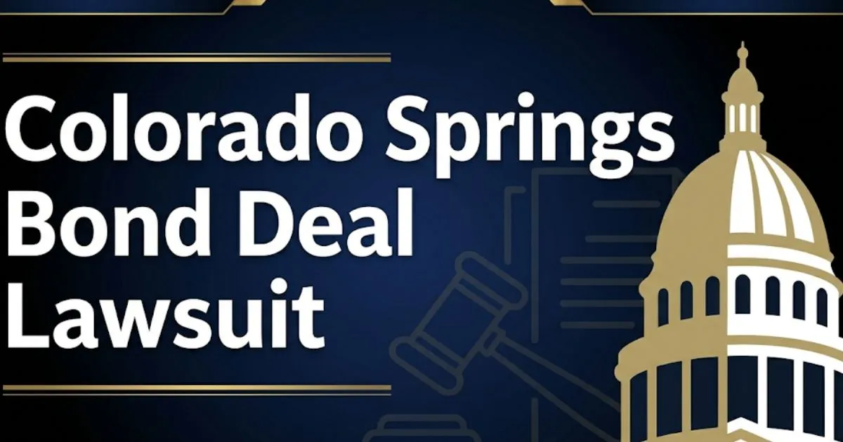 Colorado Springs bond deal lawsuit 2026 hero banner with courthouse silhouette on navy background