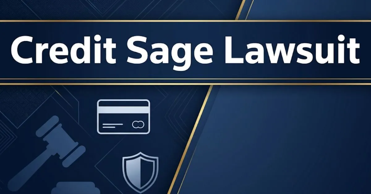 Credit Sage lawsuit 2026 legal banner with gavel and consumer protection symbols