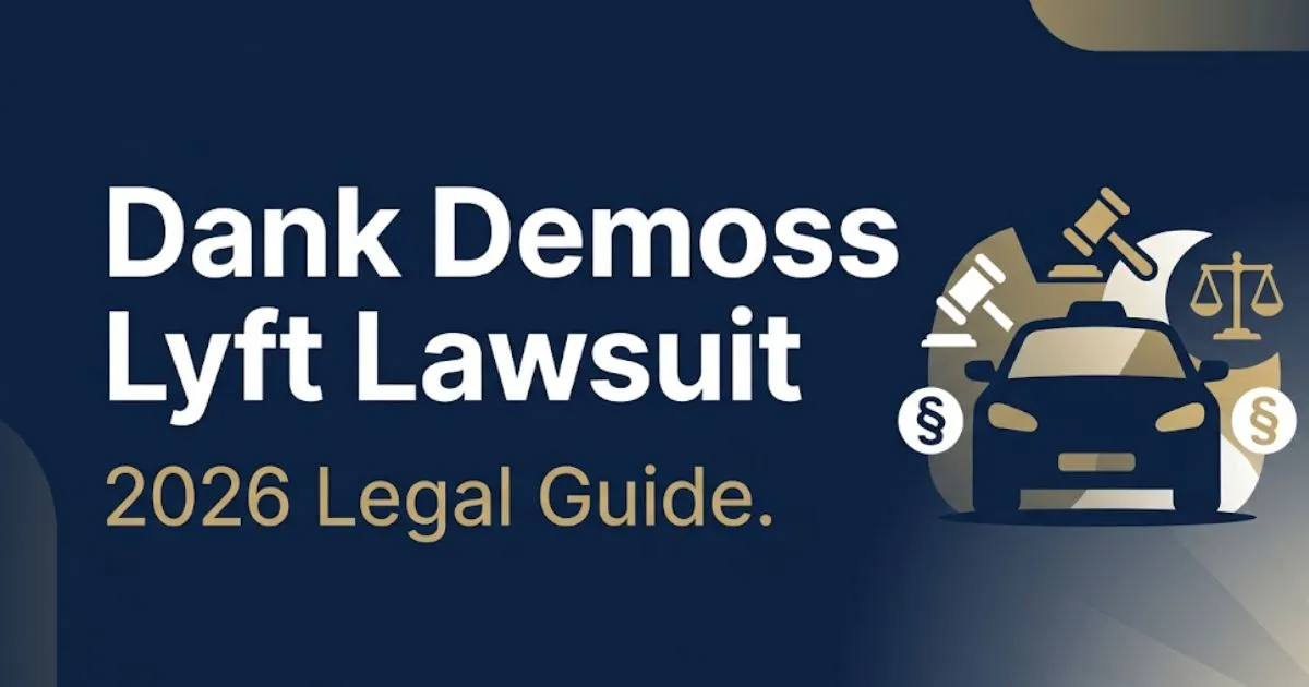 Dank Demoss Lyft lawsuit 2026 legal guide banner with rideshare silhouette and gavel icons on navy background