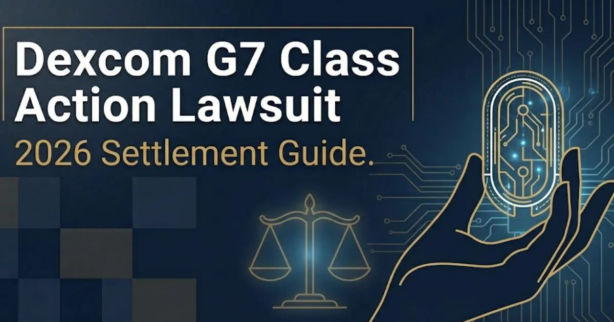 Dexcom G7 class action lawsuit 2026 guide banner with legal and medical device imagery