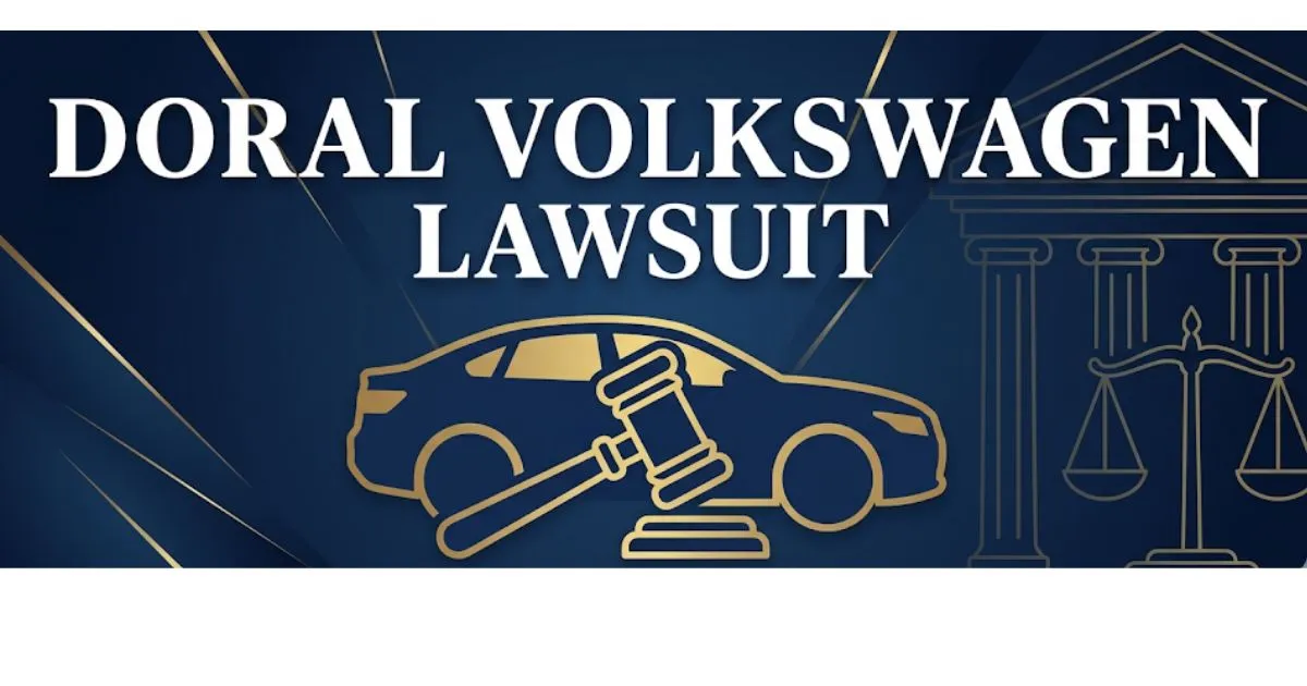 Doral Volkswagen lawsuit 2026 legal guide banner with gavel and car silhouette