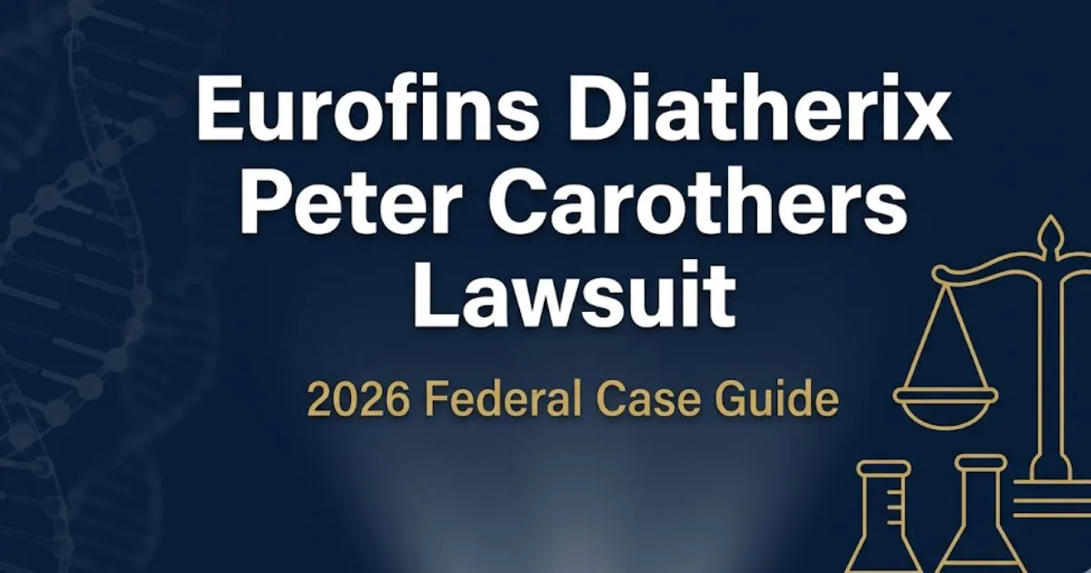 Eurofins Diatherix Peter Carothers lawsuit 2026 federal case guide banner with legal scales and lab silhouettes