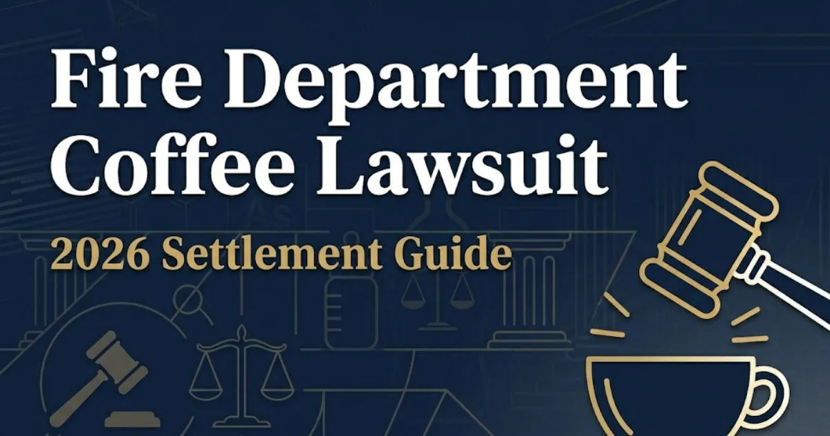 Fire Department Coffee Lawsuit 2026 blog banner with gavel and coffee cup icons on navy background