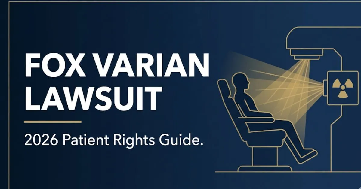 Fox Varian lawsuit 2026 patient rights guide banner with radiation therapy silhouette and legal information design
