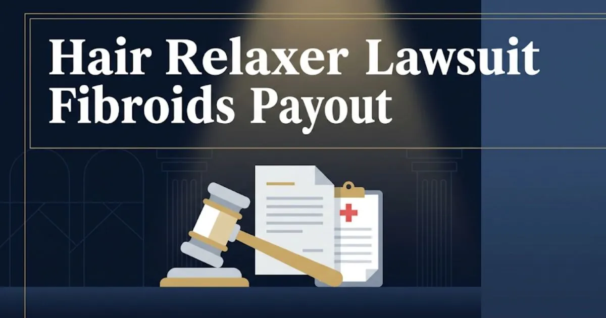 Hair relaxer lawsuit fibroids payout 2026 guide with gavel and legal documents illustration