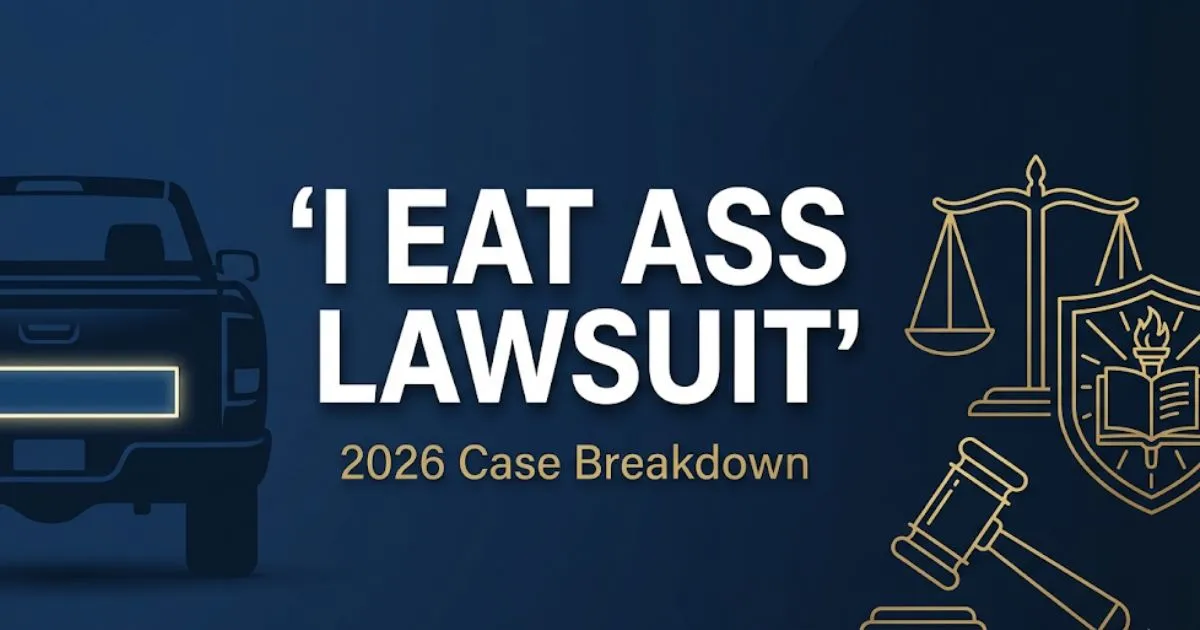 I Eat Ass lawsuit 2026 case breakdown banner with legal symbols and truck silhouette