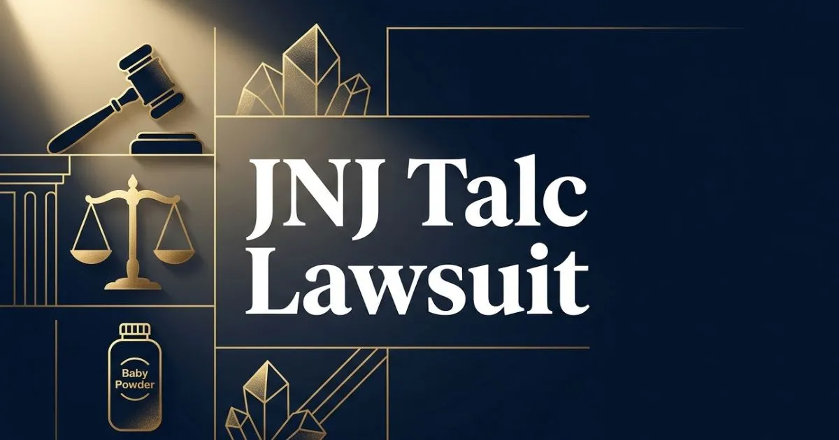 JNJ talc lawsuit 2026 blog banner with gavel and legal symbols on navy background