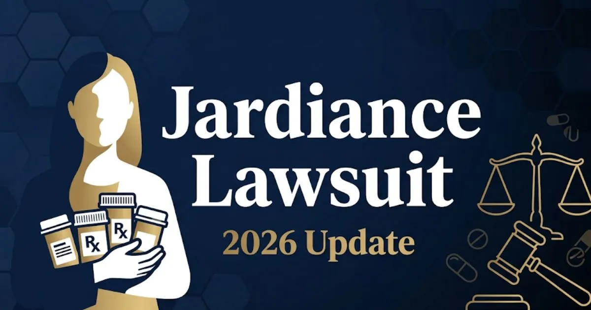 Jardiance lawsuit 2026 update banner with legal symbols and prescription drug imagery
