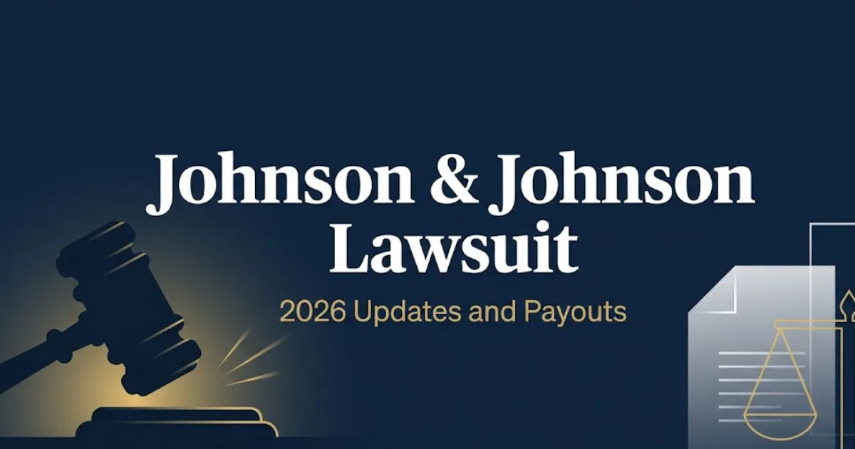 Johnson & Johnson lawsuit 2026 legal guide banner with gavel and scales of justice imagery