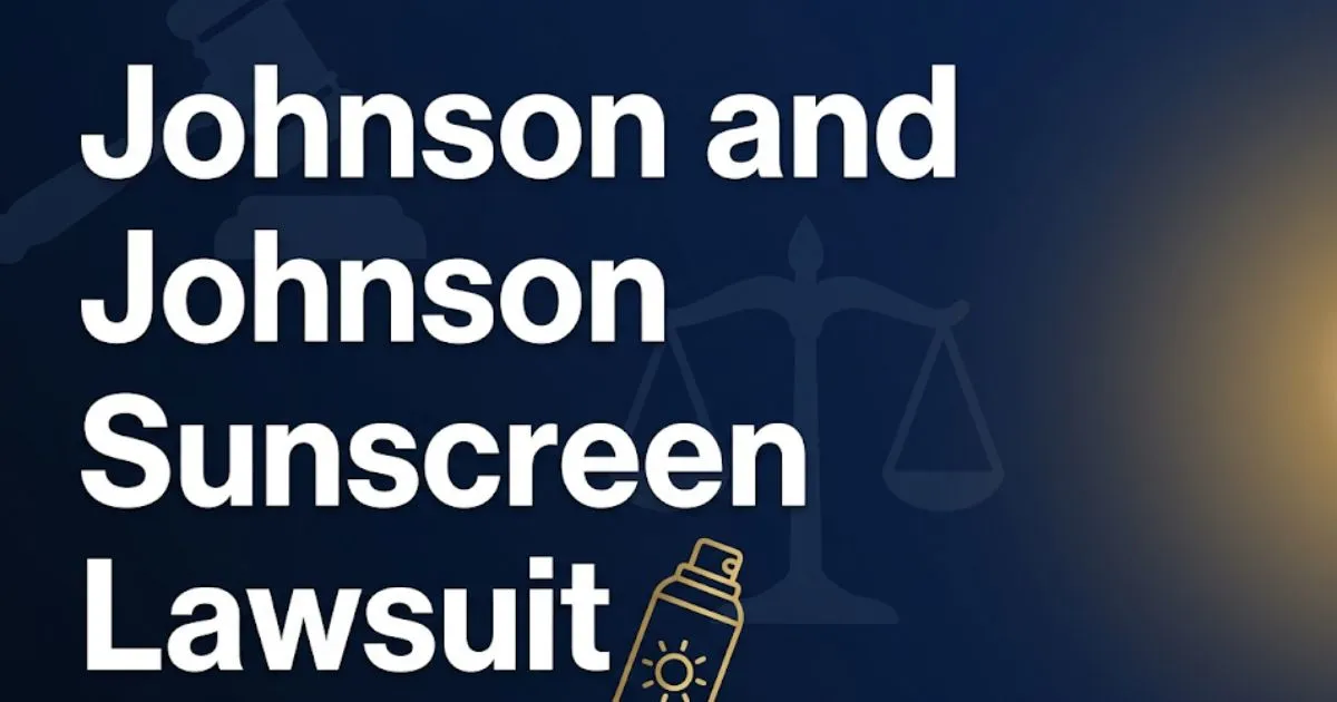 Johnson and Johnson sunscreen lawsuit 2026 legal guide banner with gavel and sunscreen icons