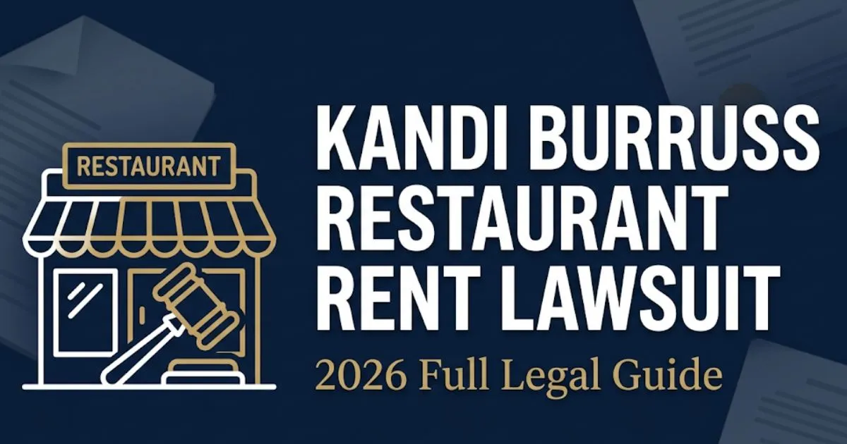 Kandi Burruss restaurant rent lawsuit 2026 legal guide banner with gavel and restaurant silhouette icons