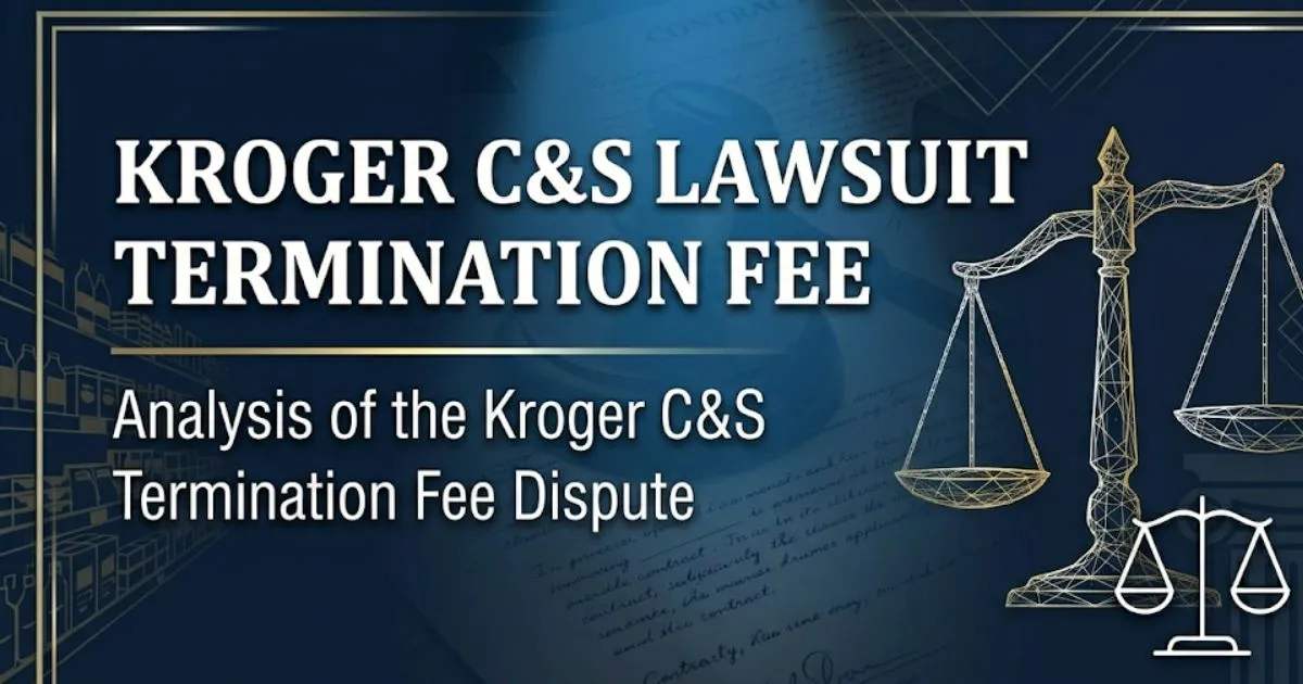 Kroger C&S Lawsuit Termination Fee 2026 legal dispute banner with scales of justice and $1.7 billion claim
