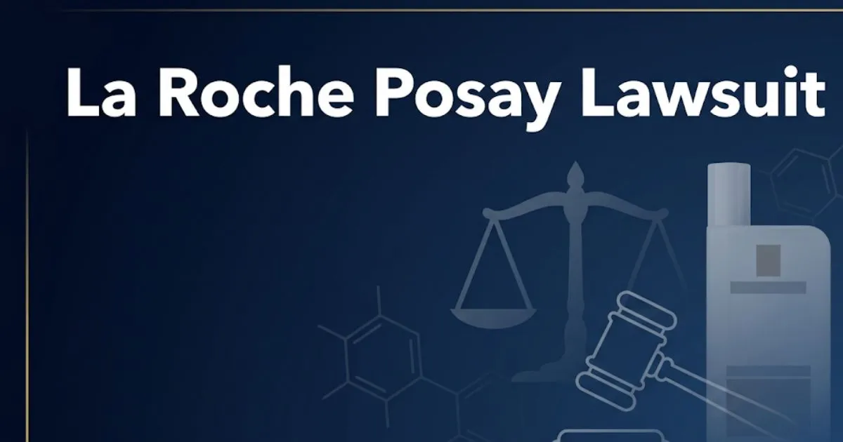 La Roche Posay lawsuit 2026 legal blog banner with scales of justice and sunscreen imagery