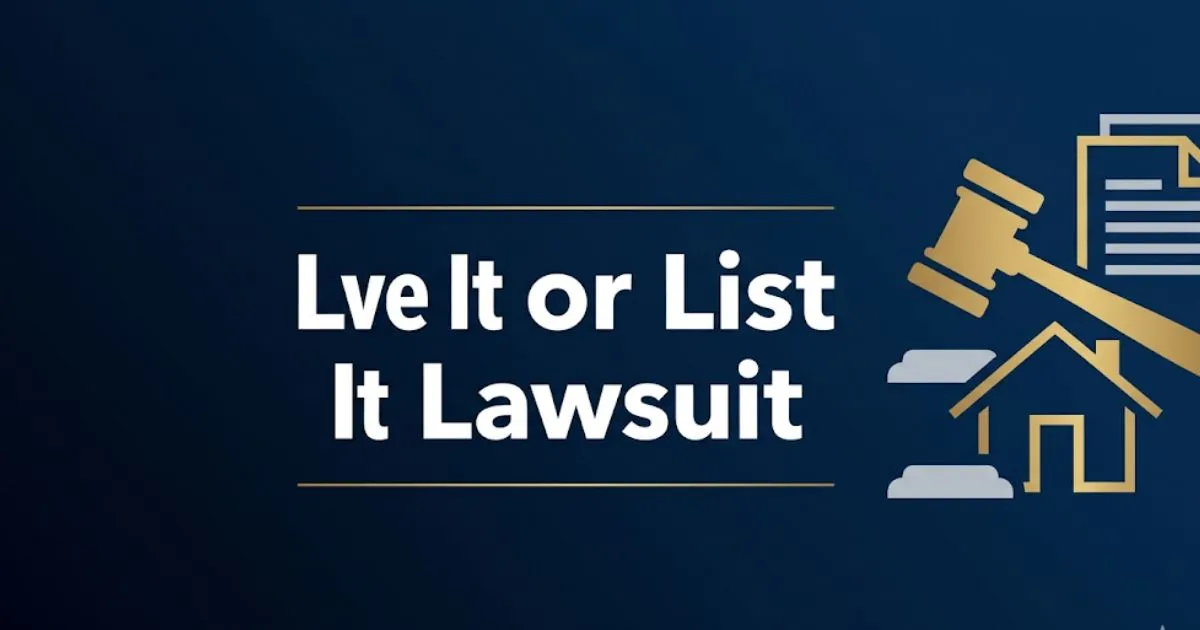 Love It or List It Lawsuit legal breakdown banner with gavel and house icons on navy background, 2026
