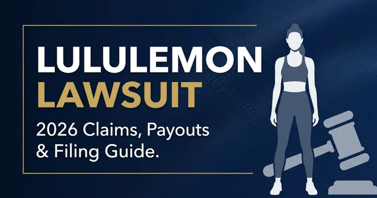 Lululemon lawsuit 2026 legal guide banner showing claims, settlement payouts, and how to file