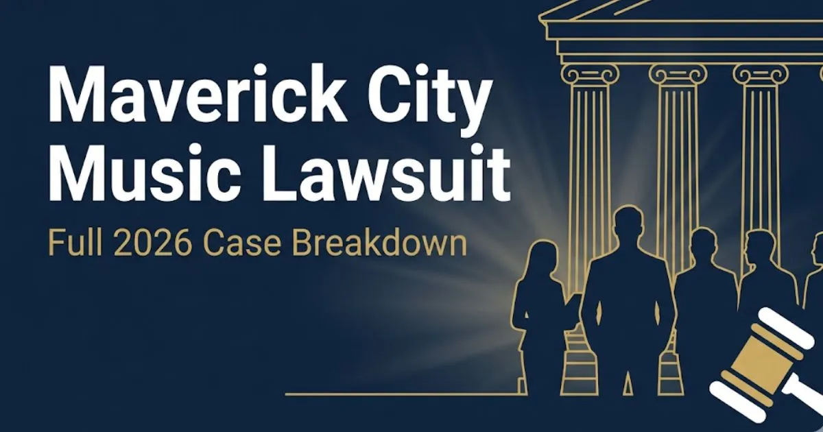 Maverick City Music lawsuit 2026 case breakdown banner with courthouse silhouette and legal gavel icon
