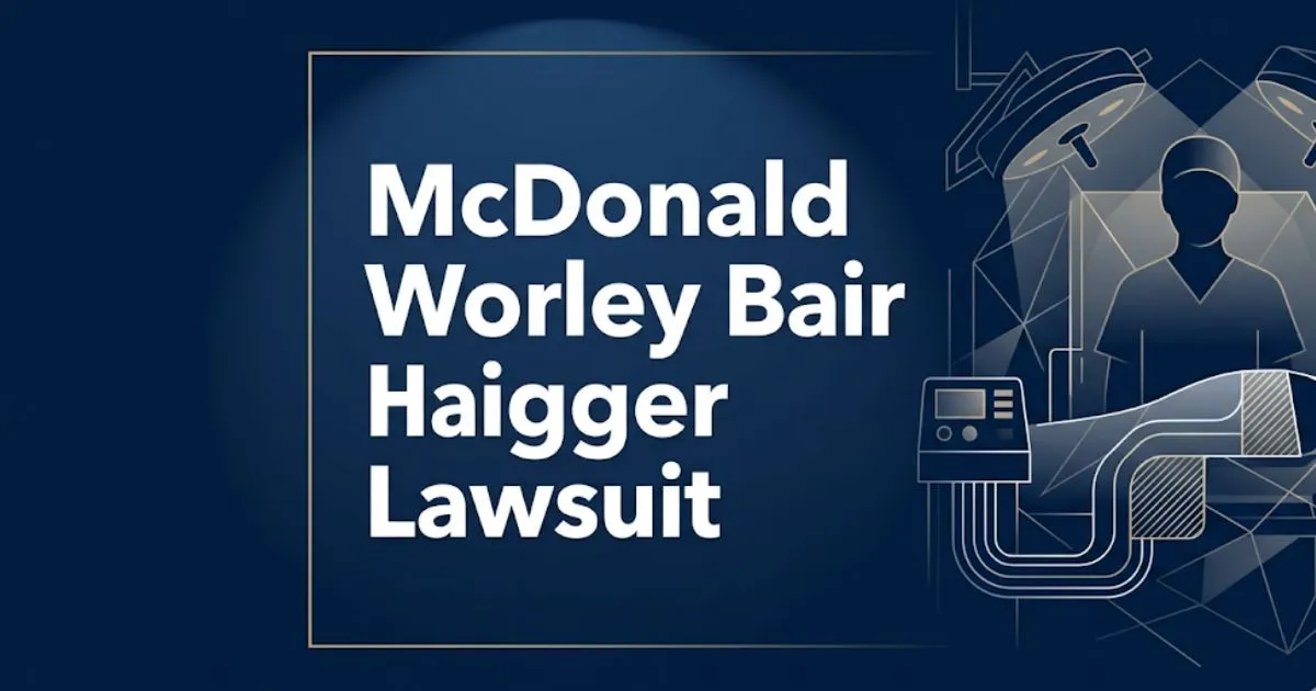 McDonald Worley Bair Hugger lawsuit 2026 guide banner with legal symbols and hospital silhouette imagery