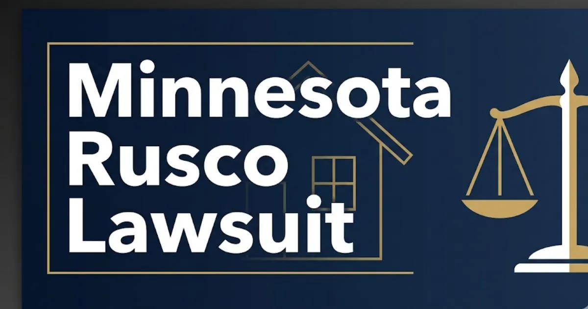 Minnesota Rusco Lawsuit settlement and claims information 2026 hero banner with legal scales and house icon